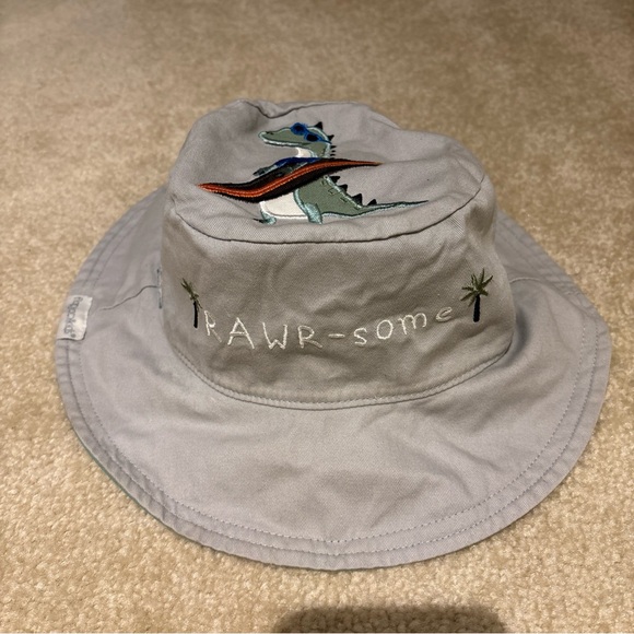 Flapjack Kids Green Gray Reversible Kids Bucket Sun Hat Cap Dinosaur Theme Beach - Picture 11 of 16
